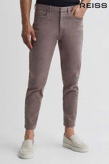 Reiss Mushroom Hammond Brushed Cotton Relaxed Fit Trousers (D04871) | OMR96