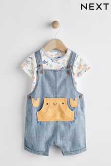 Denim Blue Baby Character Dungarees And Bodysuit 2 Piece Set (0mths-2yrs) (D04890) | TRY 460 - TRY 506