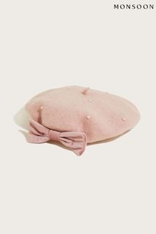 Monsoon Emily Baskenmütze mit Perlenbesatz, Pink (D06000) | 15 € - 16 €