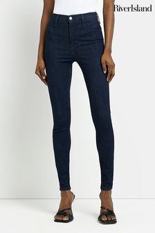 River Island Blue High Rise Skinny Jeans (D06127) | $48