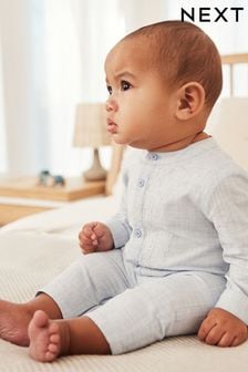 Blau - Festlicher Baby-Strampelanzug mit Stickerei (0 Monate bis 2 Jahre) (D06179) | 27 € - 29 €