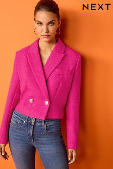 Pink Cropped Tweed Blazer (D06206) | €28