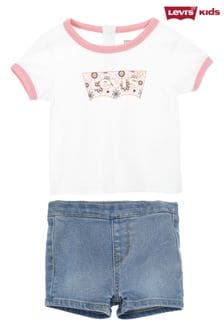 Levi's® White Logo T-Shirt And Denim Shorts Baby 2 Piece Set (D06227) | €29