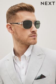 Silver Square Pilot Polarised Sunglasses (D06279) | kr167