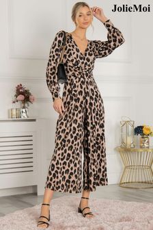 jolie moi animal print jumpsuit