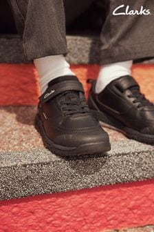 Clarks Black Multi Fit Leather Steggy Stride Shoes (D06583) | kr649