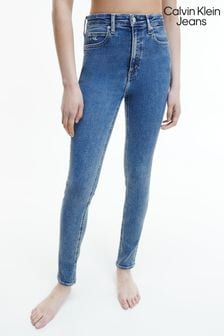 Niebieskie dżinsy rurki z wysokim stanem Calvin Klein (D06586) | 285 zł