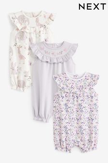 Lilac Purple Baby Jersey Rompers 3 Pack (D06598) | ￥2,680 - ￥3,310