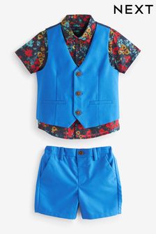 Cobalt Blue Waistcoat, Shirt, Shorts & Bow Tie Set (3mths-9yrs) (D06708) | €27 - €31
