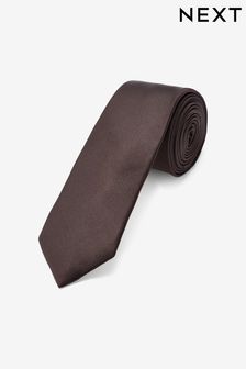 Dark Brown Slim Recycled Polyester Twill Tie (D07100) | €8