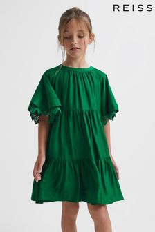 Reiss Green Alivia Junior Lace Sleeve Dress (D07114) | €95