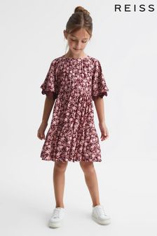 Reiss Pink Alivia Senior Lace Sleeve Printed Dress (D07117) | €95