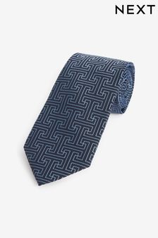 Navy Blue Geometric Regular Pattern Tie (D07291) | $21