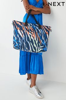 Multi Zebra Fold-Away Beach Bag (D07299) | $34