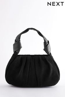 Black Suede Leather Strap Handheld Bag (D07302) | TRY 965