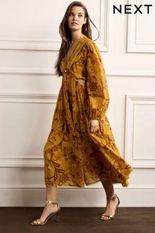Yellow Cut-Out Waist Detail Dress (D07344) | €29