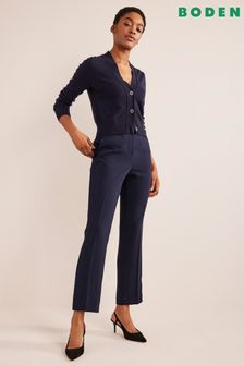 Boden Blue Straight Crepe Trousers (D07346) | €59