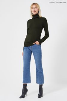 French Connection Green Babysoft Turtle Neck Ribbed Hem Tunic (D07364) | €41.50