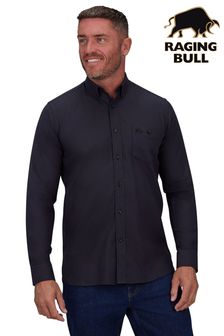 Raging Bull Ottoman Langärmeliges Hemd aus Baumwolle mit Webdesign, Marineblau (D07401) | 93 € - 106 €
