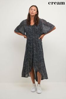 Cream Blue Penla Midi Bat Sleeve Printed Dress (D07414) | 134 €