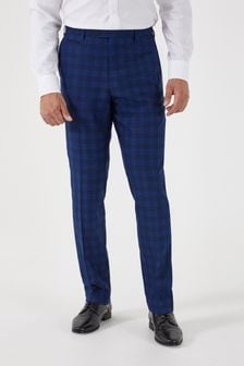 Skopes Felix Blue Check Slim Fit Suit Trousers (D07626) | $130