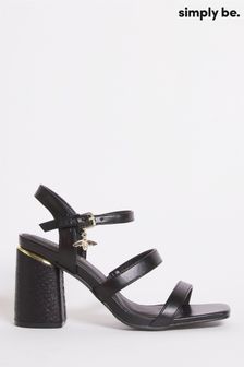Simply Be Black Block Feature Heel Extra Wide Fit Sandals (D07765) | 43 €