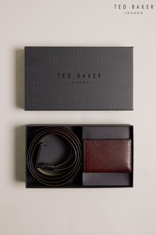 Ted Baker Gramms T Laser Etched Brown Belt And Cardholder Set (D07846) | 34.50 BD
