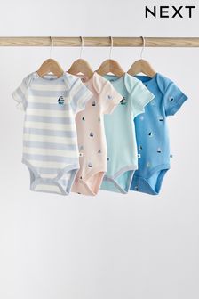Multi - Baby Short Sleeve Bodysuits 4 Pack (D07857) | BGN40 - BGN52