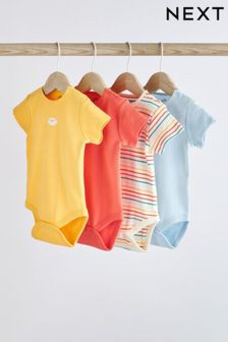 Multi Baby Short Sleeve Bodysuits 4 Pack (D07897) | $35 - $44