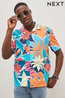 Multi Floral Print Cuban Collar Short Sleeve Shirt (D07920) | €16