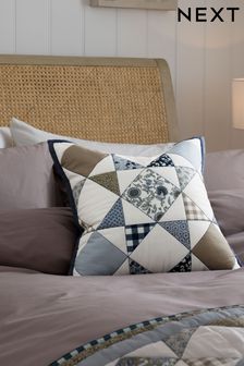 Blue Patchwork Quilted Paisley Cushion (D07925) | 65 zł