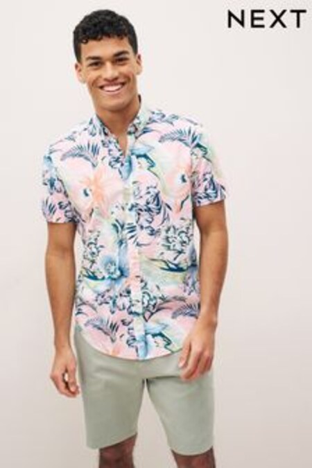 Rosa - Camisa de manga corta con estampado hawaiano (D08074) | 32 €