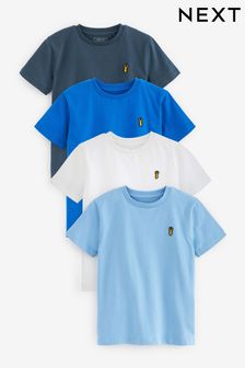 Nuanţe de albastru - Set de 4 Pachet tricouri cu broderie și cerb Mânecă scurtă (3-16ani) (D08120) | 166 LEI - 215 LEI