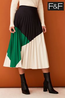 F&F Green Colourblock Pleated Skirt (D08236) | €28