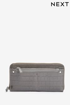 Grey Large Purse With Pull-Out Zip Coin Purse (D08289) | CHF 24