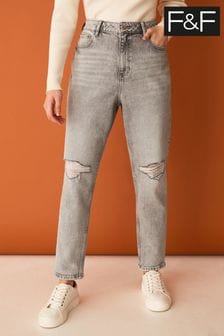 F&F Grey Mom Ripped Jeans (D08376) | €31