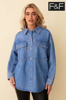Niebieska dżinsowa kurtka koszulowa F&f (D08380) | 140 zł
