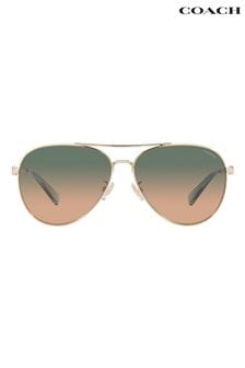 Золотистые солнцезащитные очки-пилот Coach Cd474 (D08497) | €197