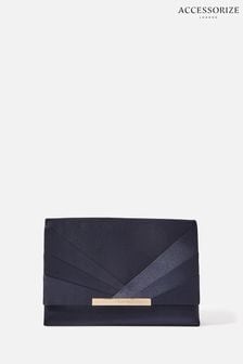 Accessorize Blue Satin Fold Over Clutch Bag (D08549) | HK$257