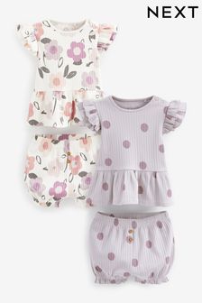Růžová/norková - 4dílná souprava trička a kraťasů pro miminka (D08640) | 835 Kč - 910 Kč