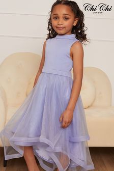 Chi Chi London Blue Tulle Flower Girls Dress (D08669) | AED305