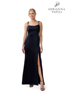 Črna satenasta obleka iz krepa Adrianna Papell (D08950) | €113