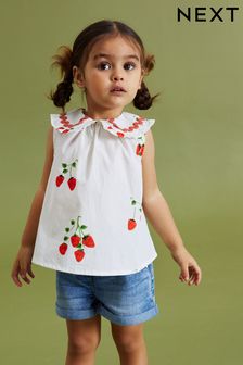 Rot - Bluse mit Erdbeerprint (3 Monate bis 7 Jahre) (D09008) | 13 € - 16 €