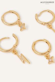 Accessorize 14ct Gold Plated Celestial Charm Huggie Hoops (D09019) | €13
