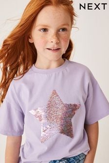 Purple Star Short Sleeve Sequin T-Shirt (3-16yrs) (D09233) | €6 - €9