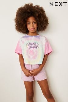 Pink/Purple Boxy Tie Dye Cosmic T-Shirt (3-16yrs) (D09236) | 33 zł - 48 zł