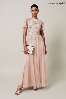 Phase Eight Pink Zena Beaded Tulle Maxi Dress (D09290) | AED1,658