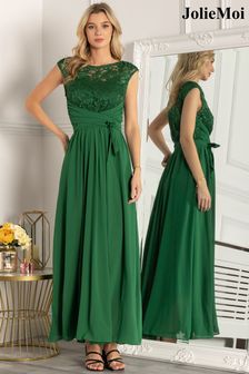 Zielona sukienka maxi Jolie Moi z koronkową górą (D09344) | 421 zł