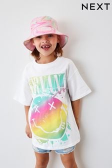 Nirvana White Rainbow Glitter Oversized License T-Shirt (3-16yrs) (D09347) | €8.50 - €12