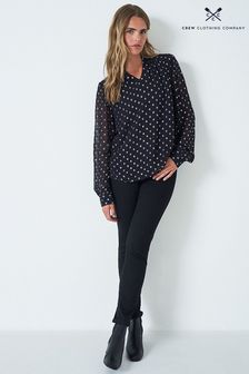 Crew Clothing Company Navy Blue Spot Casual Blouse (D09375) | €41.50